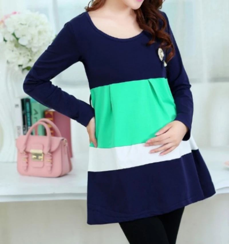 

New Spring Autumn Fall Maternity Tops Plus Size XL T Shirts Pregnancy Blouse For Pregnant Women Long Clothing S5