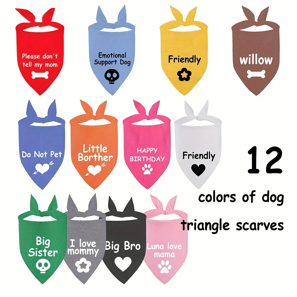 Personalized Name ID Pet Bandanas for Dog Cat Solid Triangular Bib Scarf Collar Pet Items Puppy Accessories