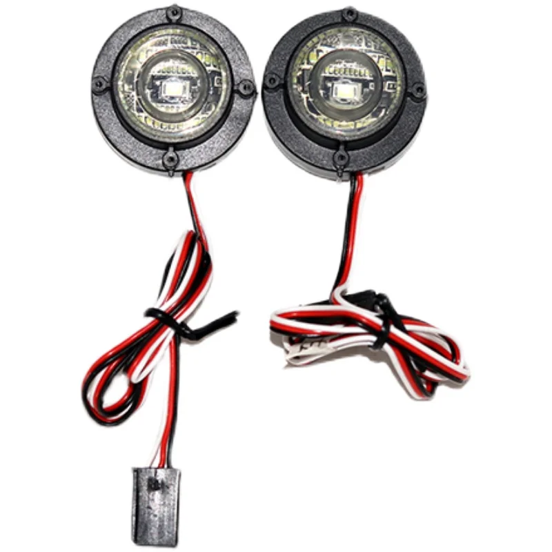 2Pcs 30mm LED Headlight Round Light Flowing Water Atmosphere Light for 1/10 RC Crawler Car TRX4 Defender AXIAL SCX10 RC4WD Parts