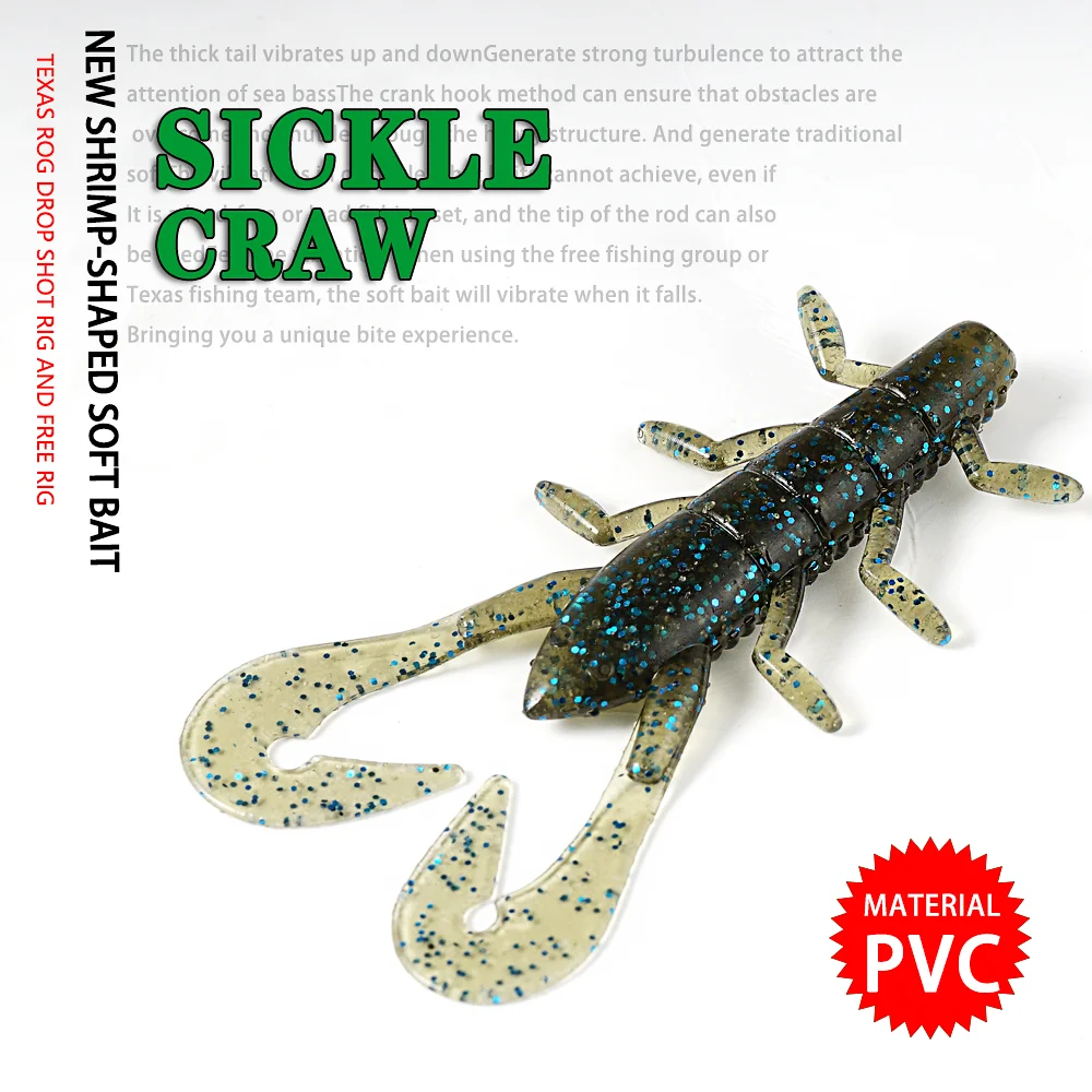 SUNMILE 65 mm SickleCraw Angelköder Craws Shrimp Weicher Köder Angelköder Wobbler Bassköder Weiches Silikon