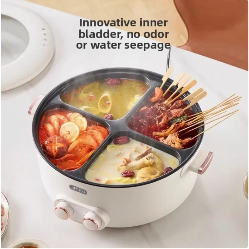 Household 6-liter Capacity Integrated Hot Pot Electric Caldron Colorful Mandarin Duck Electric Pot Four-Grid Multi Functional