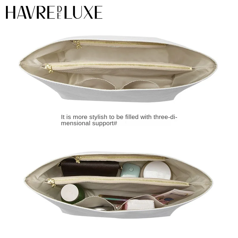 HAVREDELUXE Bag Organizer For Longchamp Medium Bag Purse Insert Dupont Paper Storage Bag White Color With Pocket