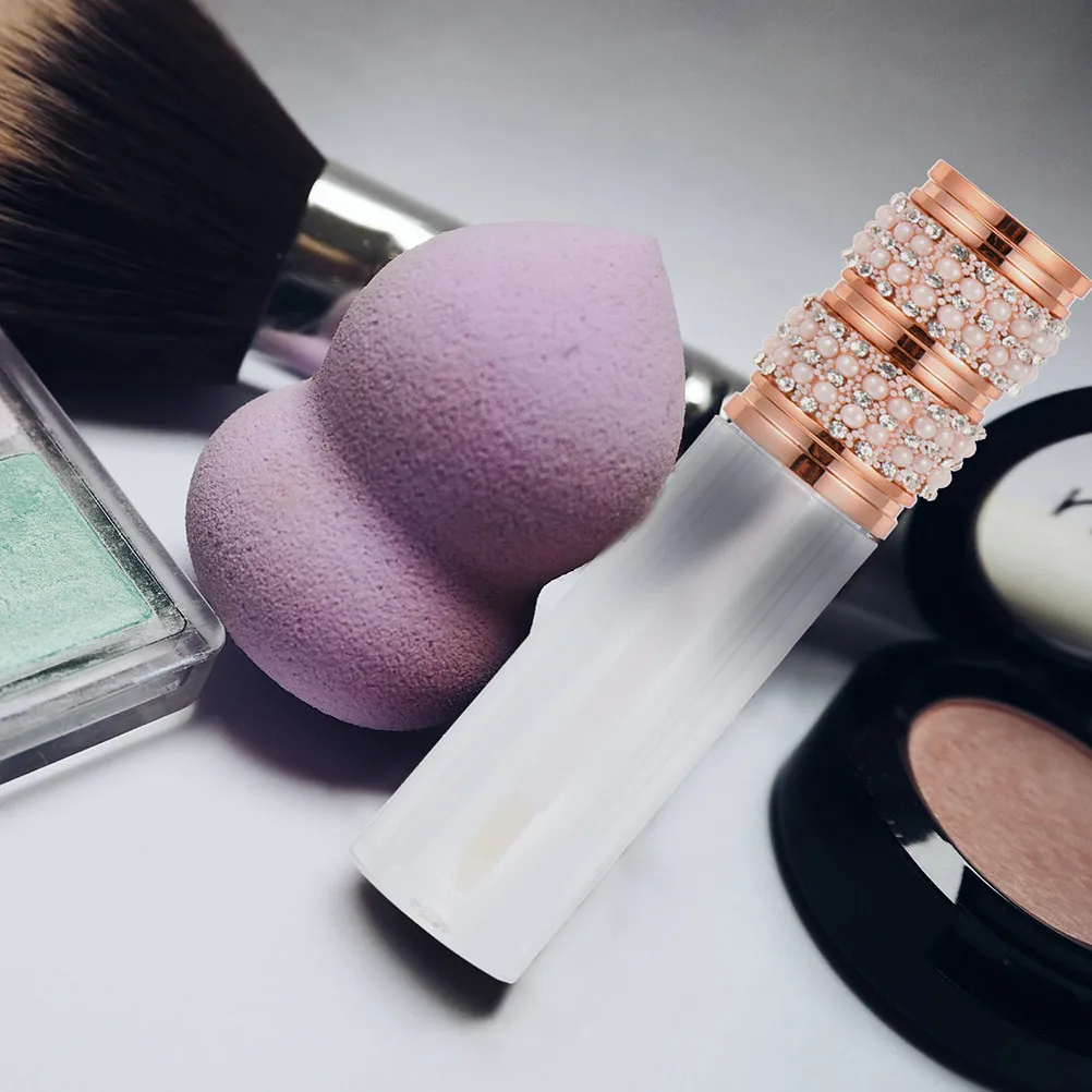 

Набор из 4 пустых тюбиков для блеска для губ с жемчужным и бриллиантовым дизайном, прочные портативные контейнеры, флаконы для бальзама для губ DIY для дорожной косметички