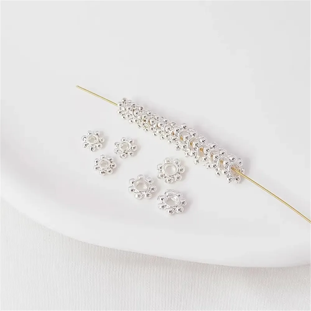 

Silver Flower Spacers, Pearl Amber Spacers, Gaskets, Spacers, Beads, Loose Beads, DIY Handmade Jewelry Accessories