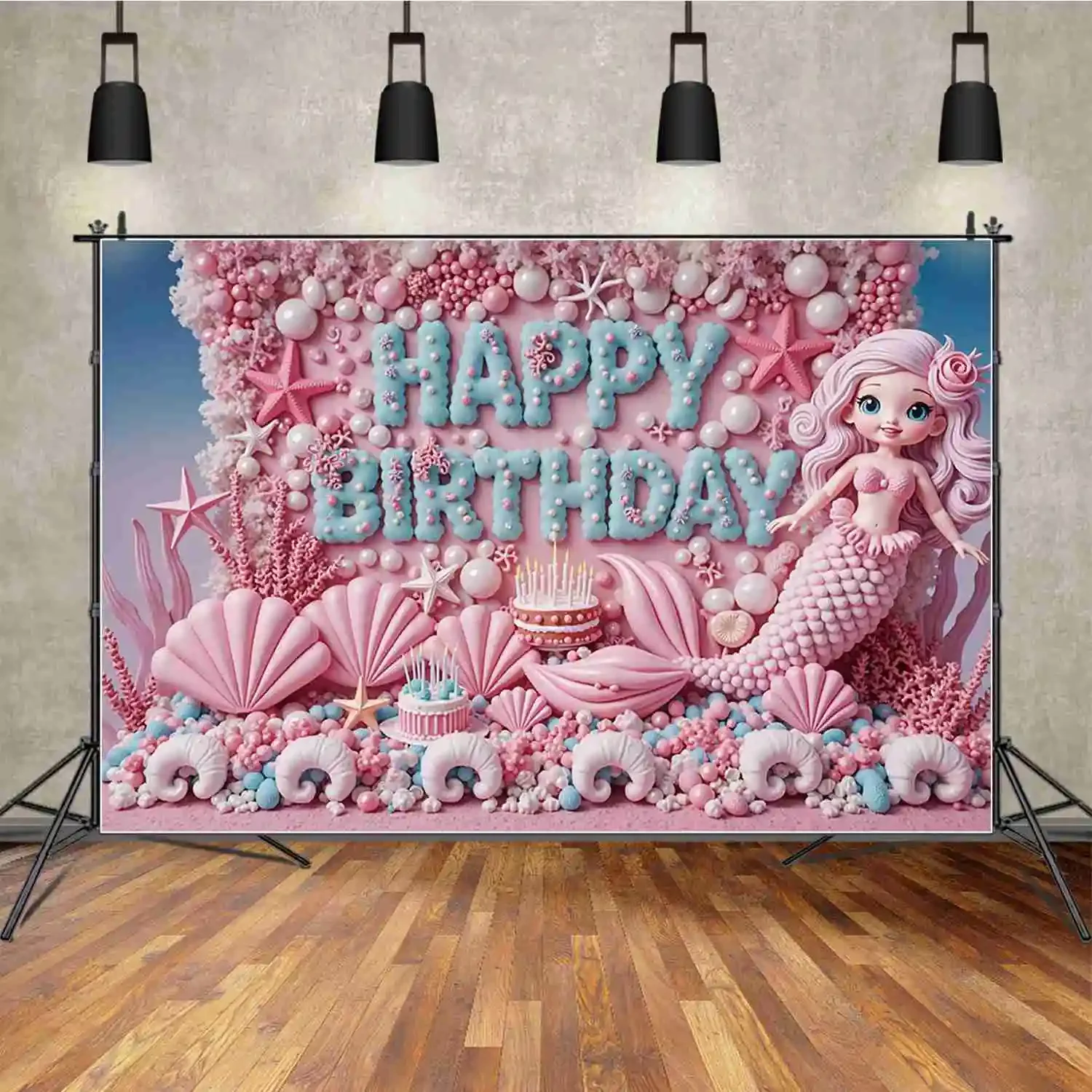 MOON.QG Children Unicorn Balloons Birthday Party Decorations Background Butterfly Mermaid Rainbow Princess Photo Studio Backdrop