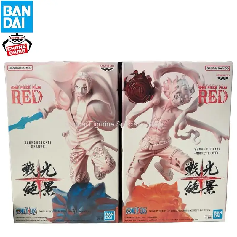 Oryginalna figurka akcji Bandai Banpresto One Piece Monkey D. Luffy i One Piece Film Red, towar anime, dostępna od ręki.