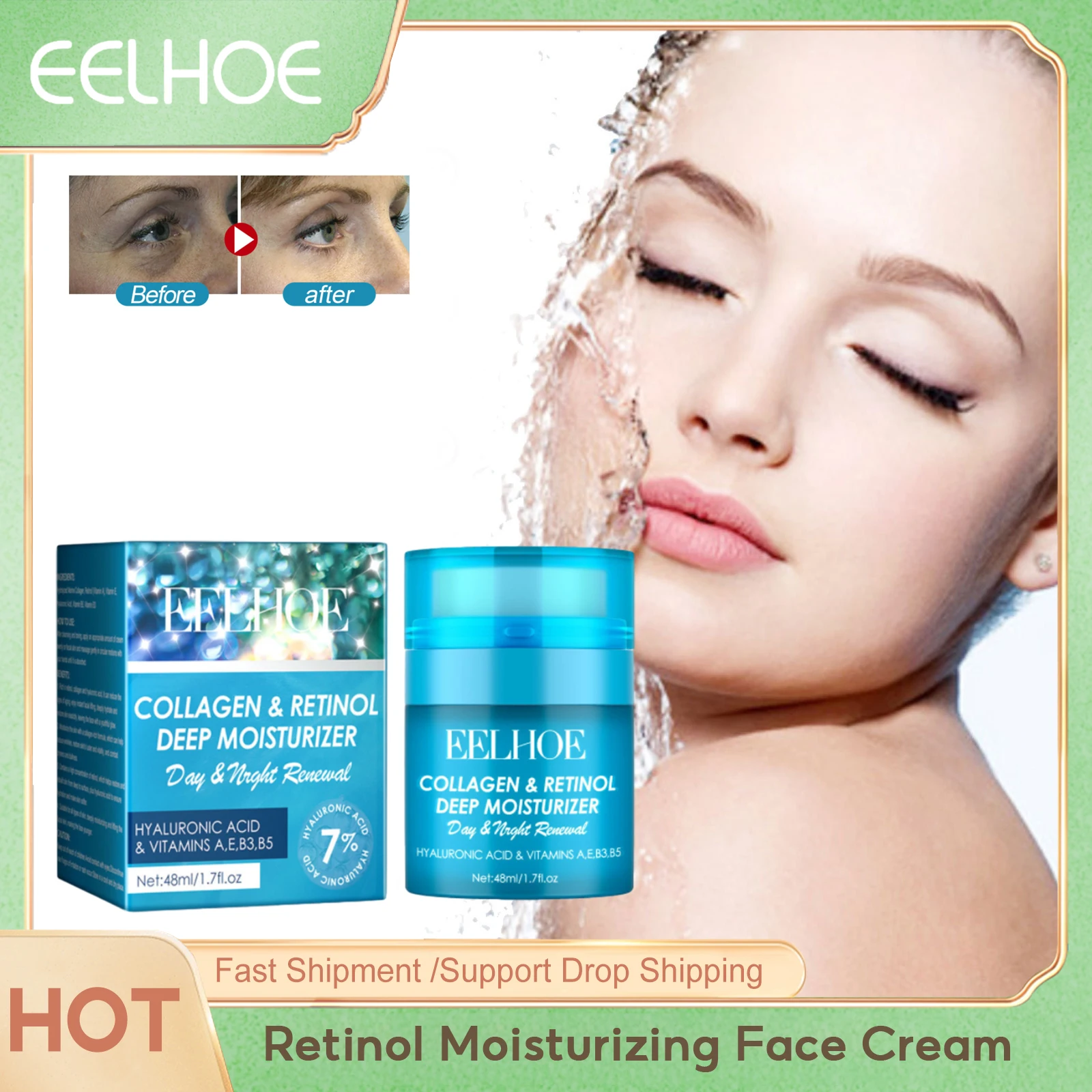 

Retinol Moisturizing Face Cream Antioxidant Deep Nourishing Improve Dry Skin Anti Aging Firming Hydrating Hyaluronic Acid Cream