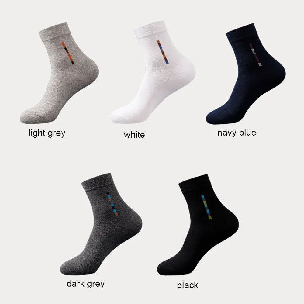 5Pairs Casual Men\'s Breathable Cotton Socks Middle Tuble Business Socks Sweat-Absorbent Deodorant Plus Size Apparel Accessories