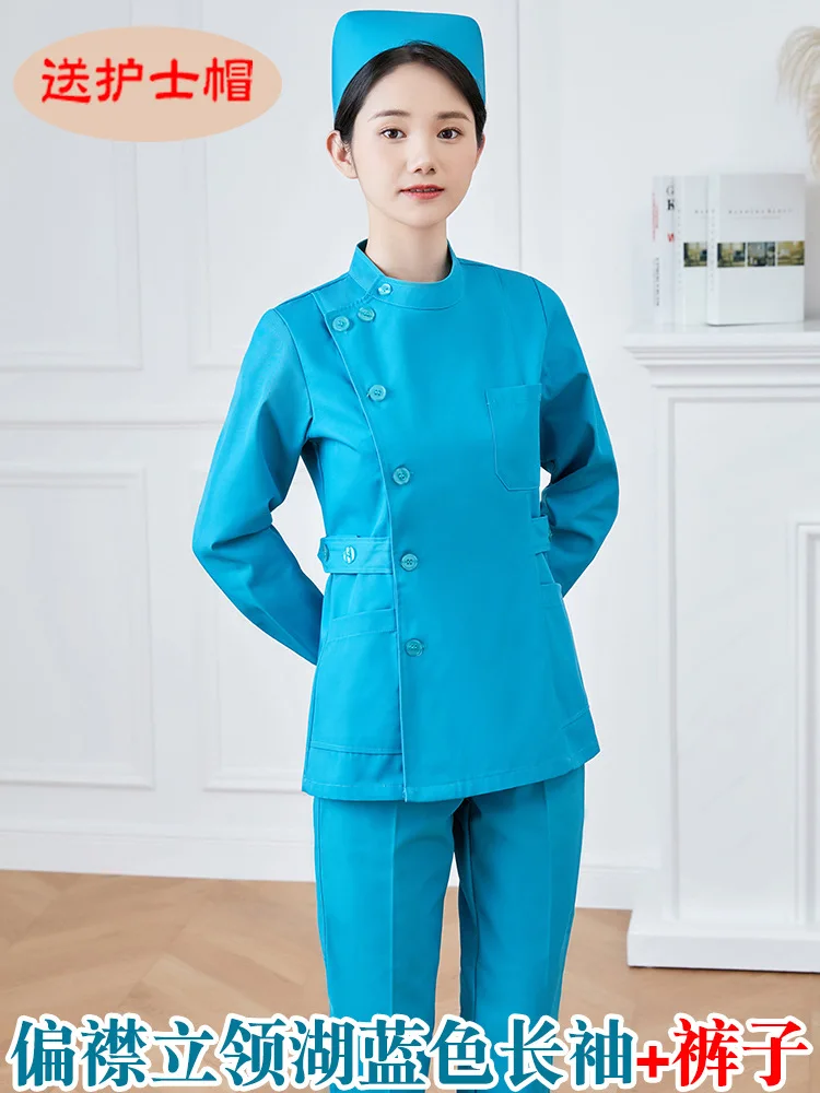 Women's nurse uniforms, long-sleeved women's winter short two-piece suits, emergency department hospital protective work clothes