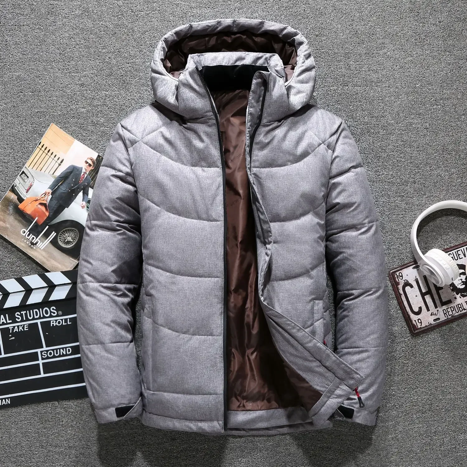 Men's White Duck Down Jackets Warm Hooded Thick Puffer Jacket Coat Male Casual High Quality Overcoat Thermal Winter Parka Men