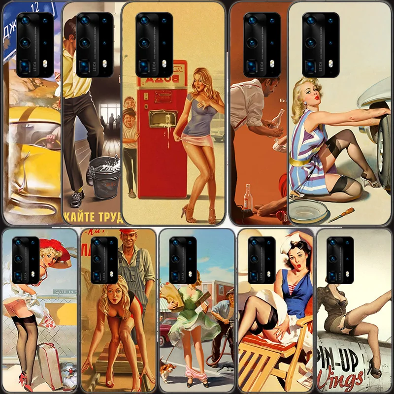 Sexy Pin Up Girl Vintege Phone Case For Huawei Mate 30 Lite 20 10 40 Pro P50 Pro P40 P30 Lite P20 P10 Coque Cover Capa Shell