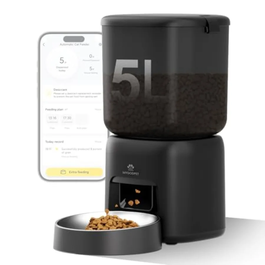

Automatic Cat Feeder for Indoor Use ABS Plastic White 5G WiFi Connectivity with APP Control Precise Portioning Down to 1/12 Cup