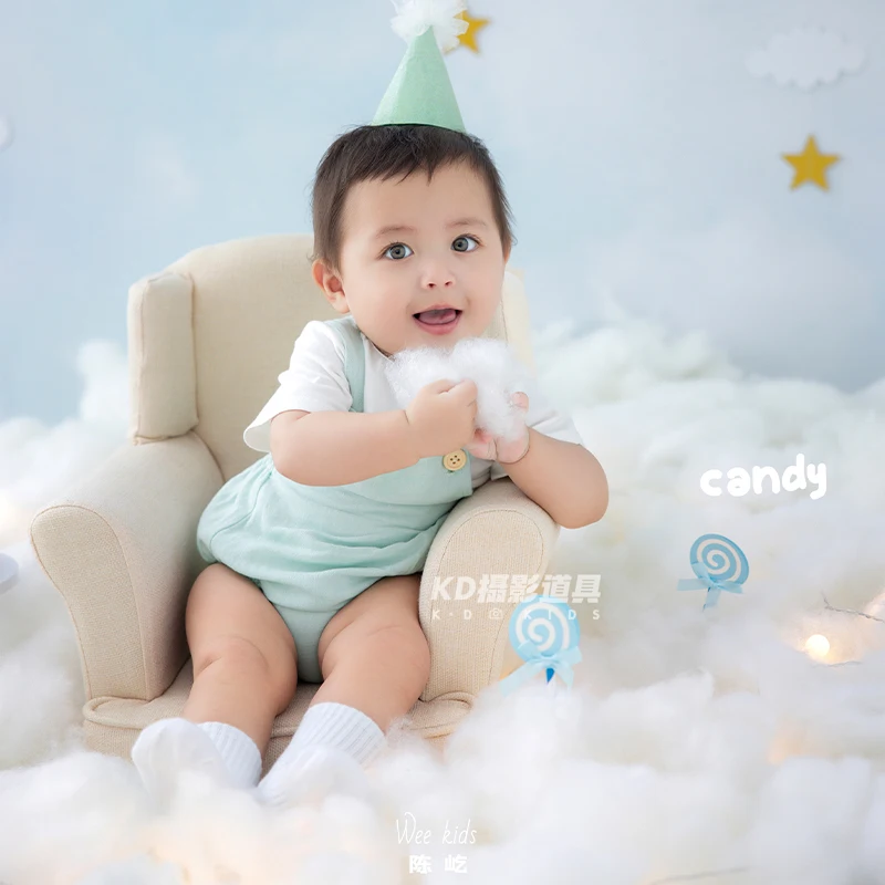 3-6 Months Baby Photography Clothing Baby Boy Jumpsuit Short Sleeved + Socks Suit Infant Posing Photo Clothing Accessories