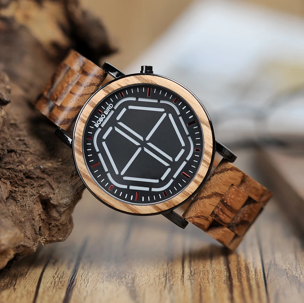 Wood Digital Watch Men Night Vision Wooden Watches LED Time Display BOBO BIRD Top Brand Wood Gift Box relogio masculino