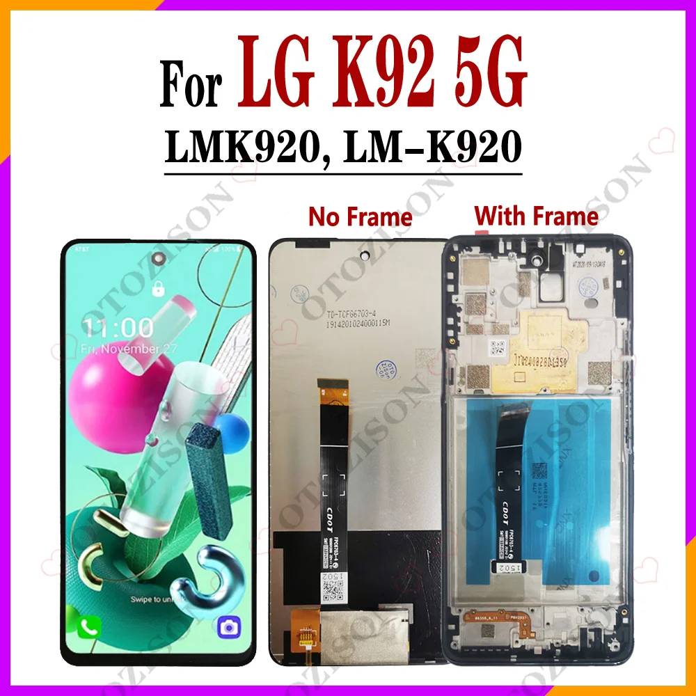LCD With Frame For LG K50 K50S K51 K51S K52 K61 K92 5G LCD Display Screen Touch Digitizer X520 X540 K500 K510 K520 Q630 K920 LCD