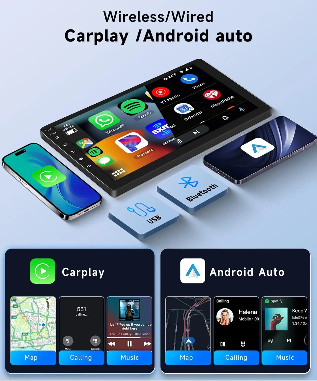 Stereo per auto 8Core 4+64G per Honda Pilot 2006-2008, 9' Android Auto, WiFi, Bluetooth 5.0, GPS, telecamera di backup