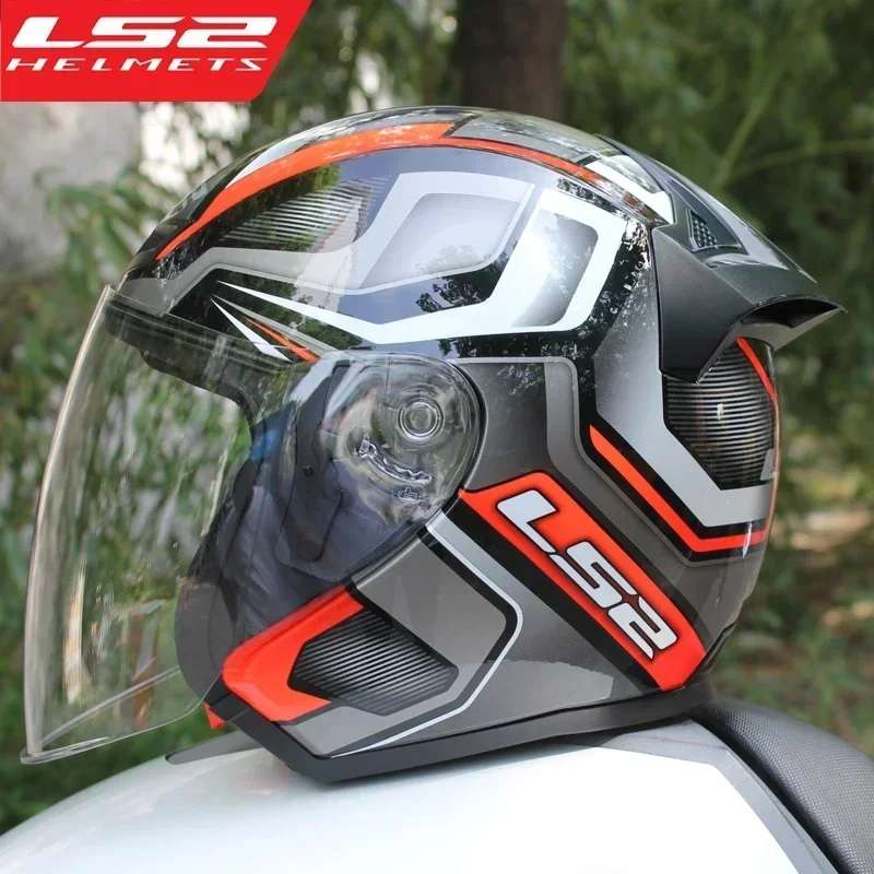 Original LS2 3/4 Open Face Helmet LS2 Capacete Motorcycle Helmet OF608 Summer Jet Scooter Motobike Half Helmets Cascos Para Moto