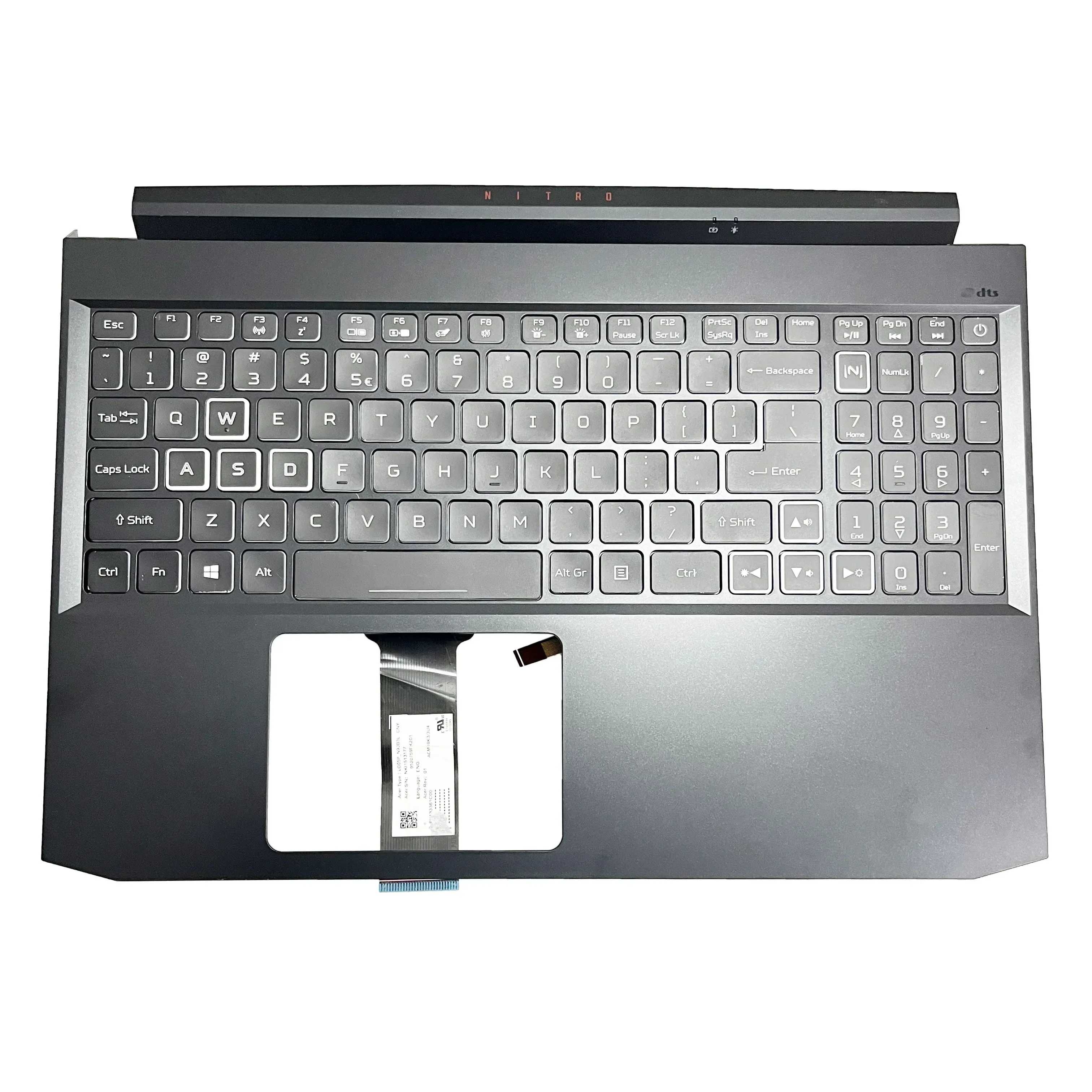 Imagem -04 - Original Backlight Keyboard Laptop Case Tampa Superior Palmrest Topcase Nitro An51555 An515-56 An515-57 N20c1 N18c3 Novo