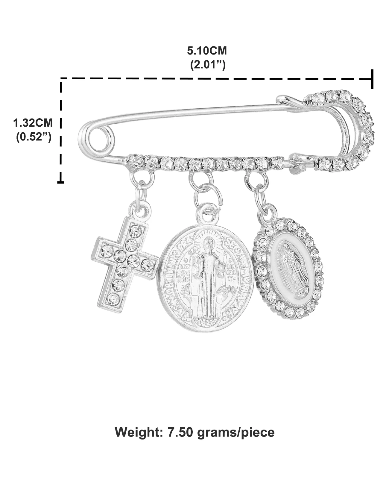 الكاثوليكية سانت بنديكت ميدالية مشبك ورق بروش سيدة غوادلوب الصليب سحر مشبك التلبيب دبوس سان بينيتو مجوهرات اكسسوارات