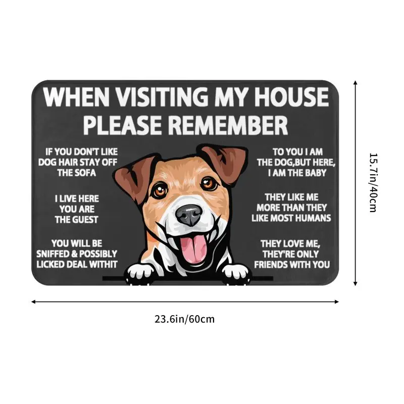 Peeking Dog Jack Russell Terrier Doormat Anti-Slip Kitchen Bathroom Mat Bedroom Balcony Floor Door Entrance Carpet Rug