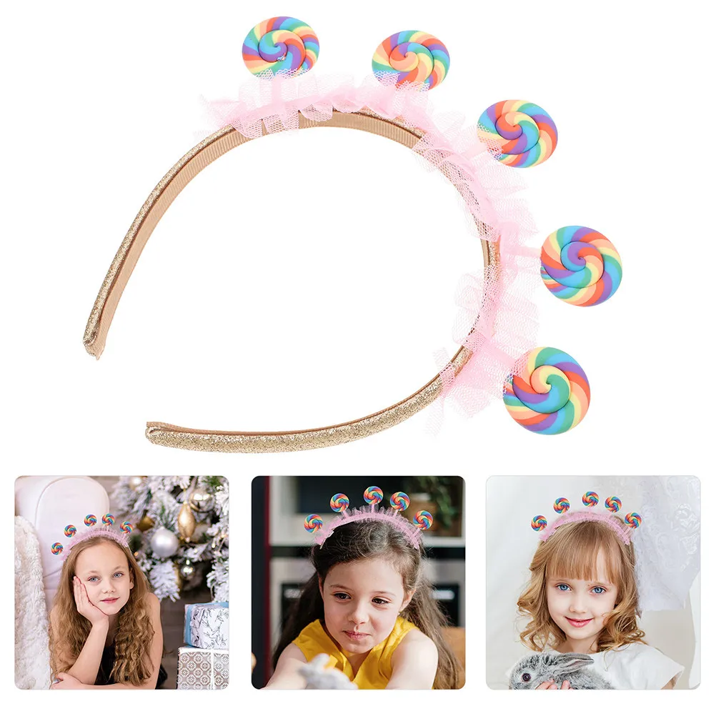 

2Pcs Children Headband Pink Cartoon Lollipop Design Cute Princess Candy Headband Themed Party Dress Up Toddler Costume