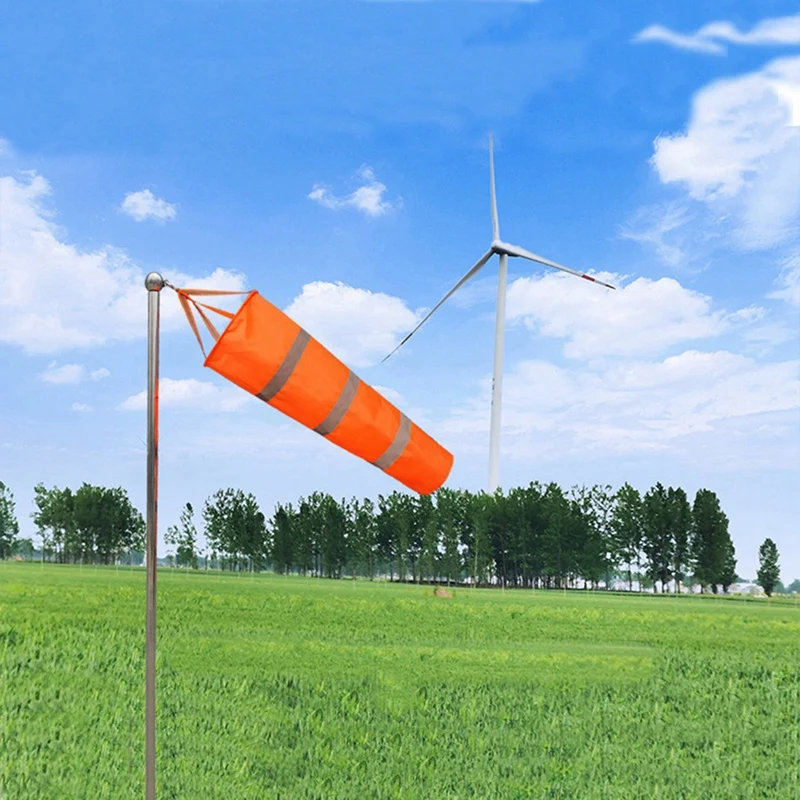 Orange Reflective Aeroporto Windsocks, Windsock impermeável, saco de vento durável, fácil de instalar, 60cm