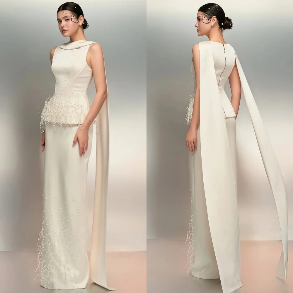 

Индивидуальные современные стильные джерси с жемчугом, длинные платья трапециевидной формы с круглым вырезом, индивидуальный случай, сложное соответствие