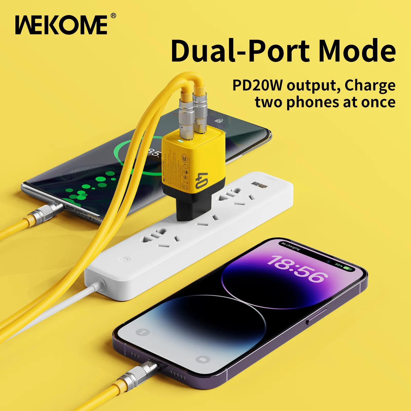 WEKOME USB Type C Oplader 40W GaN Draagbare 20W USB C Oplader Ondersteuning Type C PD Snel opladen Geschikt voor IPhone, Samsung, Huawe