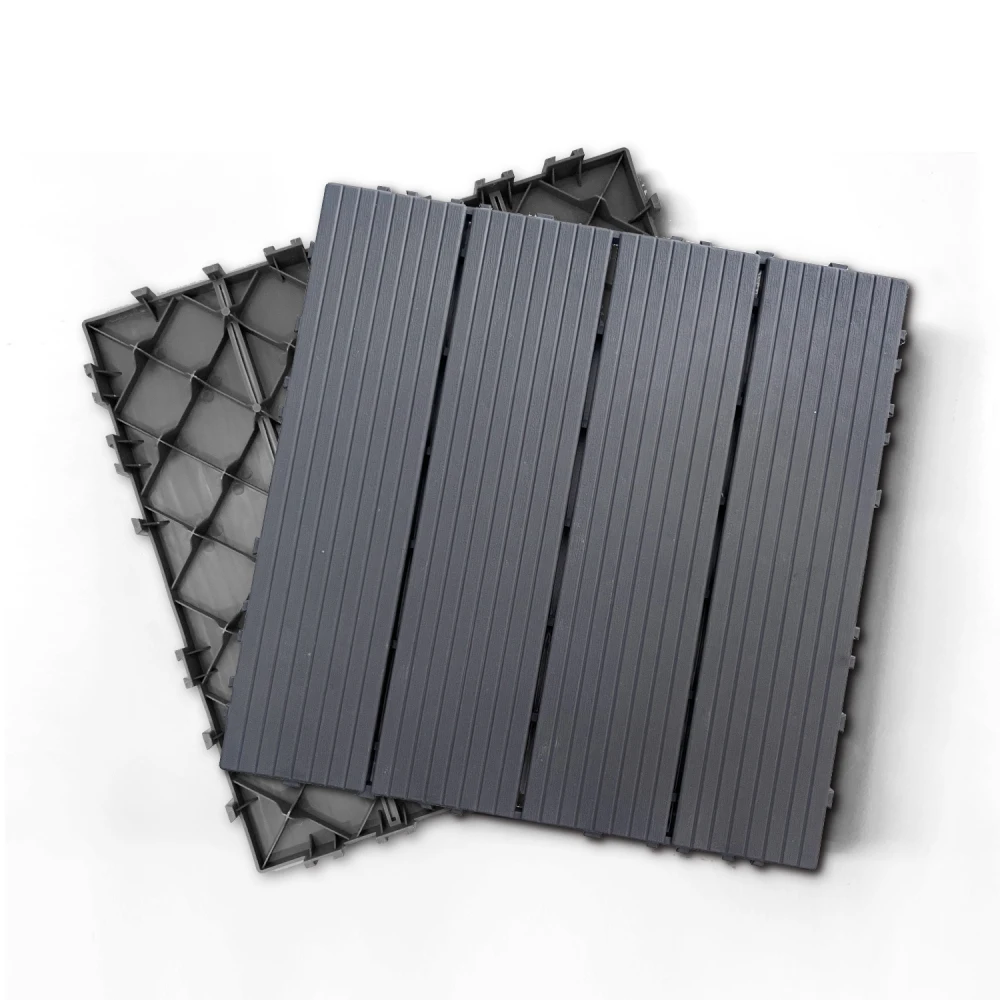 Plastic Composite Deck Tiles Set of 35pcs, Composite Decking Resist Rust Ideal for Patios, Balconies, Rooftops 12x12in Dark Grey