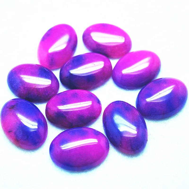 

10PCS Nature Double Colors Jade Stone Cabochons Oval Shape 18X25MM DIY Jewelry Findings No Hole Faster Shipping