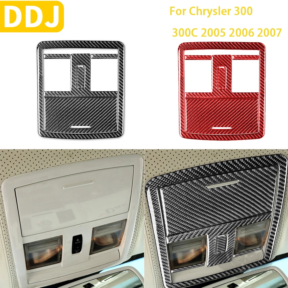 For Chrysler 300 300C 2005 2006 2007 Car Accessories Interior Carbon Fiber Overhead Storage Box Reading Light Trim Sticker