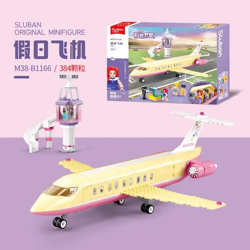 Sluban building blocks 1165 Rabbit Bus 1166 Holiday plane Girl Toy gift