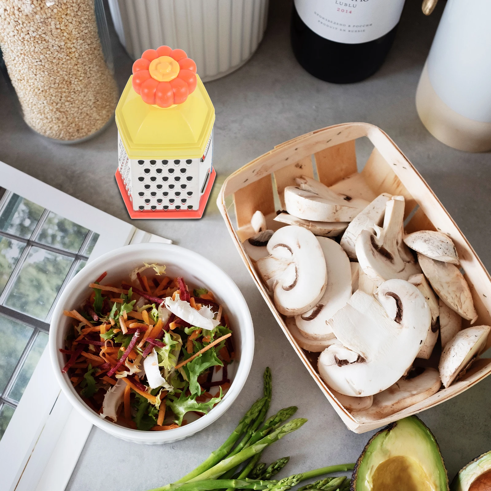 

Kitchen Grater 6 Sides Stainless Steel Vegetable Ginger Carrot Potato Multi Functional Practical Easy to Use Home