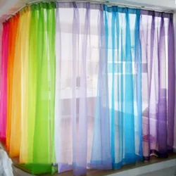 Solid Color Multicolor Bay Window Screening Solid Door Curtains Drape Panel Sheer Tulle for Living Room Wedding Decoration