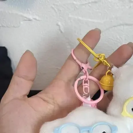 Porte-clés de lunettes en peluche de dessin animé mignon, nuages, décoration suspendue pour sac de voiture, sac à dos, pendentif moelleux, ornements, cadeaux de Couple