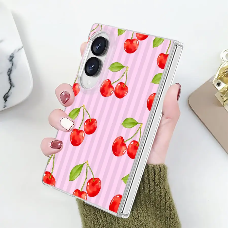 Case for Samsung Galaxy Z Fold 8 PC Hard Luxury ZFold8 ZFold 8 Phone Cover Full Screen Cherry