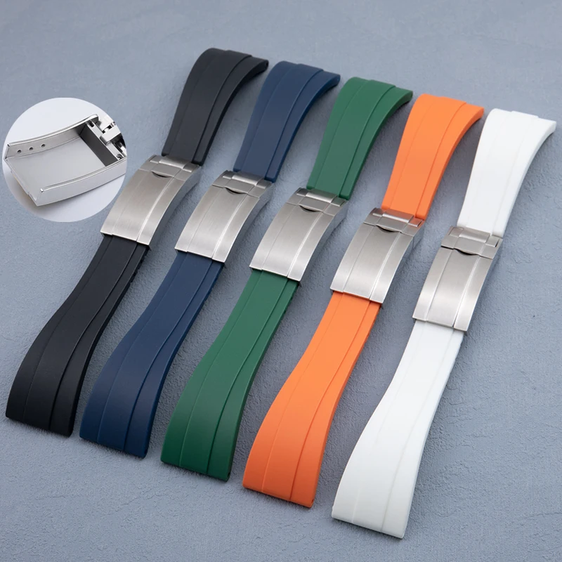 22mm Curved End Link With Rubber Watchband Set For Rolex Strap For Deepsea Sea-Dweller Sky Dweller Wristband Accessories