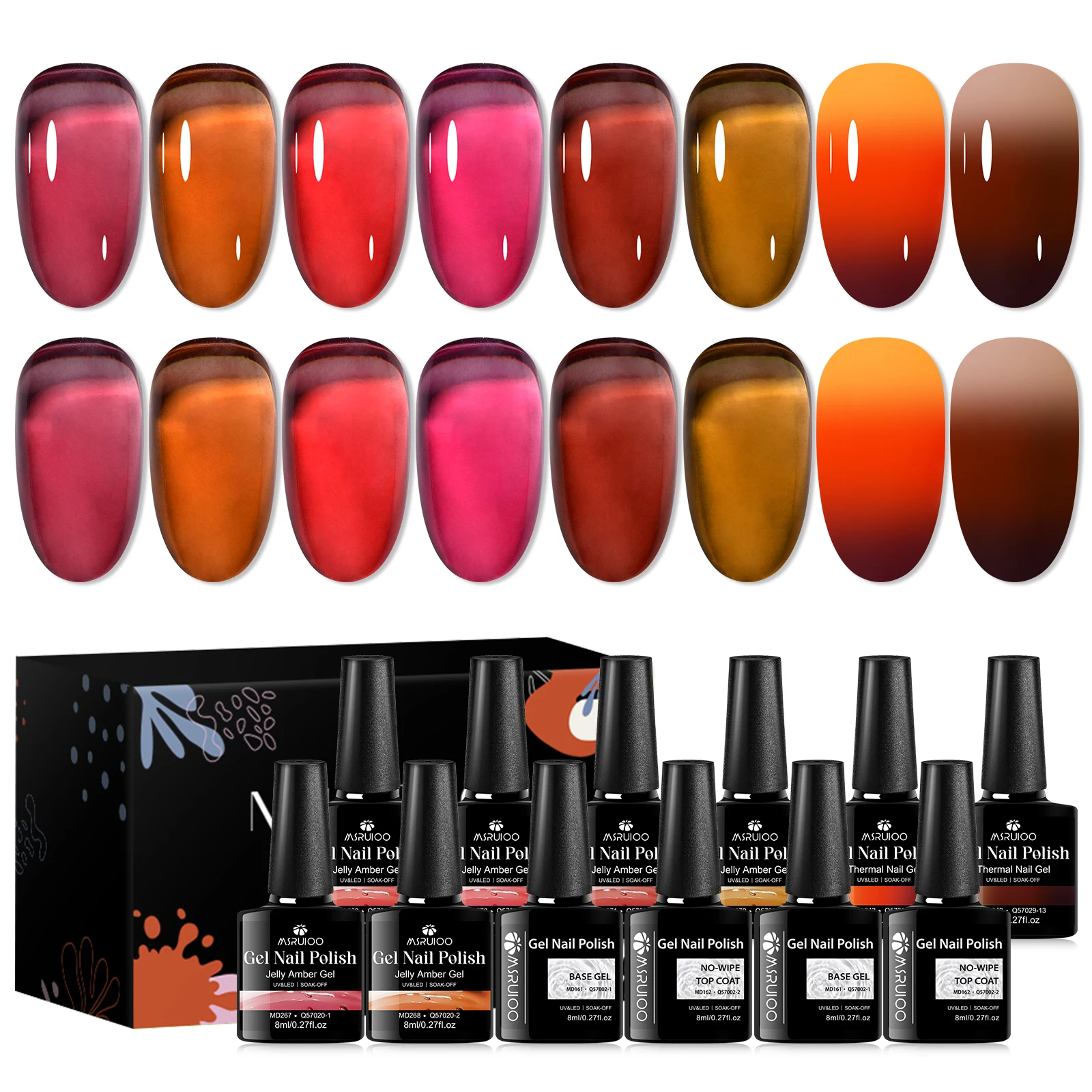 12 pièces gelée et vernis à ongles Gel thermique ensemble Base Gel Top Cpat UV LED fournitures d'art des ongles Vernis pour manucure bricolage conception longue durée