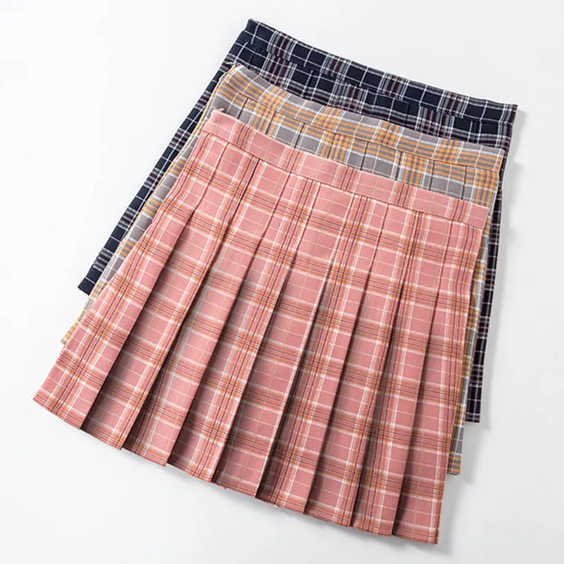 DAYIFUN-College Style Pleated Skirts for Girl Plaid Patchwork Design Short Dress High Waist A-line Oversized Skirt Spring Summer