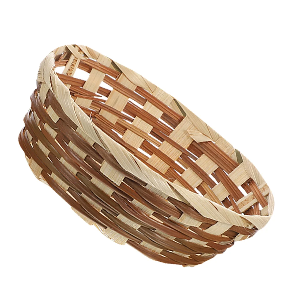

Bamboo Fruit Basket Woven Storage Container Reusable Portable Snack Tray Kitchen Bar Accessories Bamboo Serving