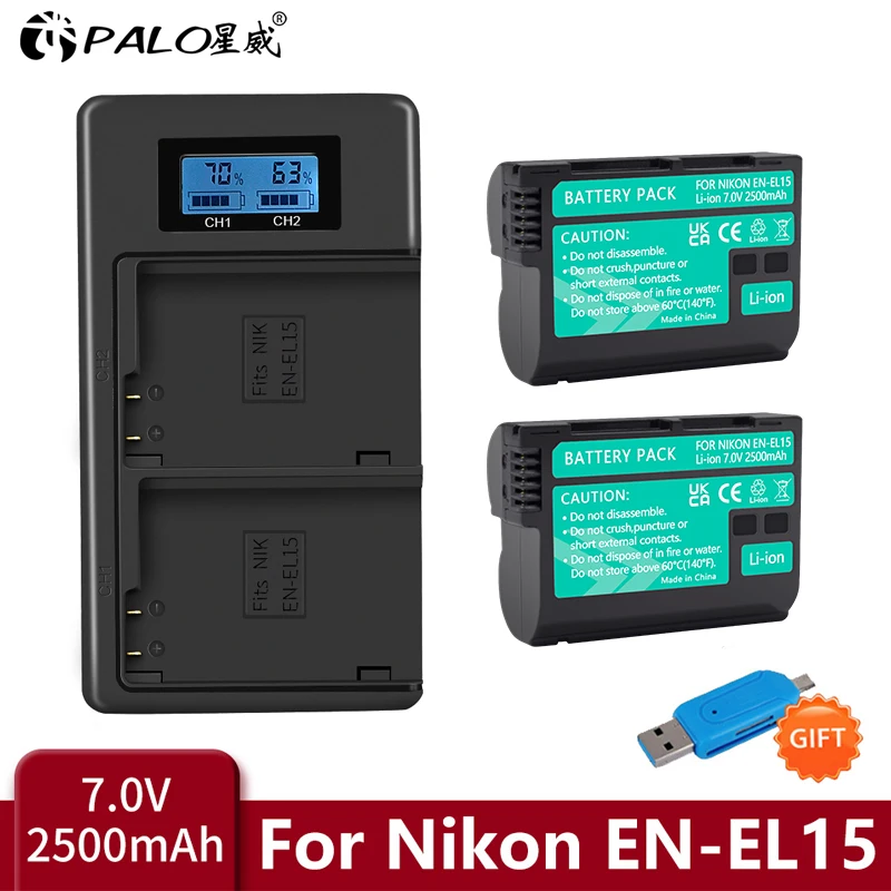 PALO EN-EL15 EN EL15 Battery For Nikon D7200 D500 D610 D810A&1v1 D600  D7000 D750 D7100  D800 D800E D810