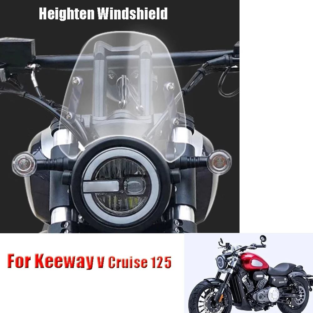 Motorcycle Windshield Scooter Heighten Windscreen Wind Deflectors For Keeway V Cruise 125 V Cruise 125 V Cruise 26CM Gray Clear