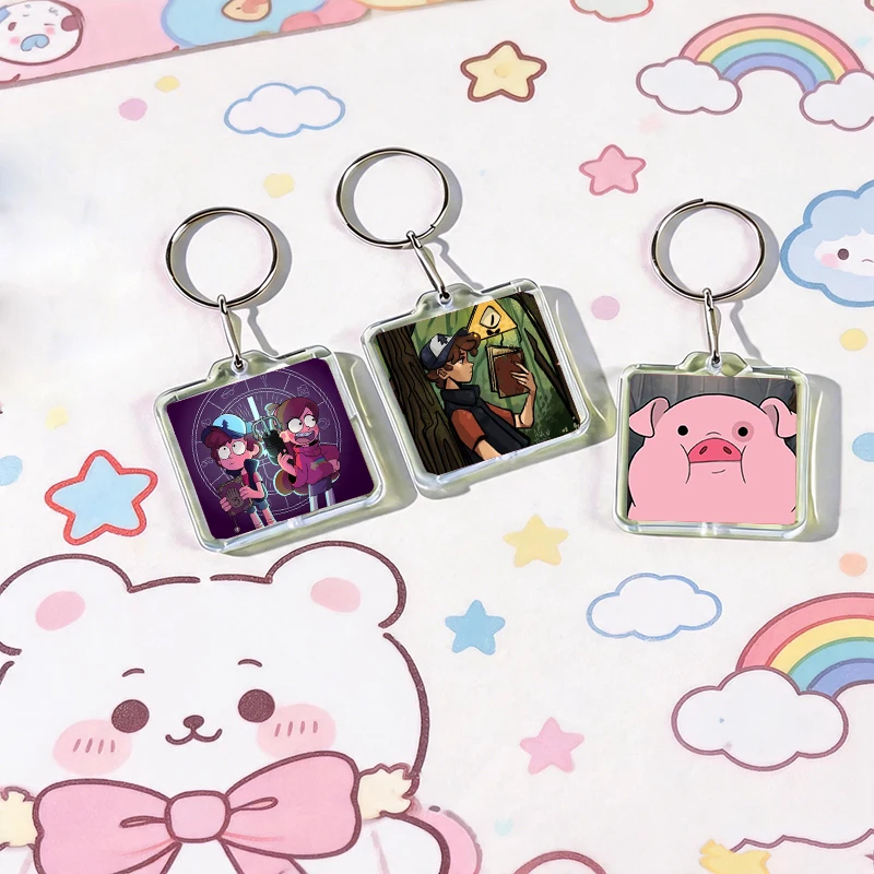 Anime G-Gravity Falls Acrylic Keychain Handmade Hanging Ornaments for Clothes Backpack Decoration Accessories Gifts with Friends