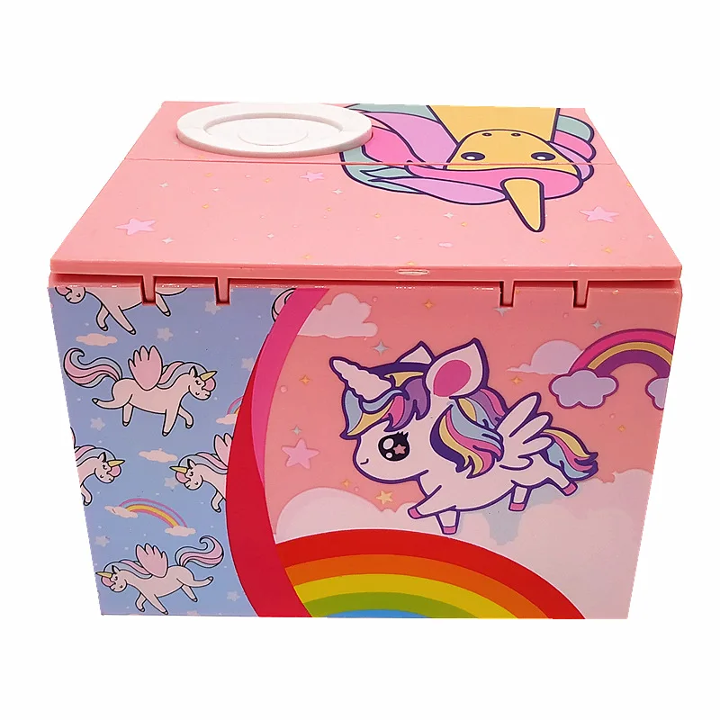 Money Stealing Unicorn Piggy Bank Cartoon Novel Eating Money Stealing Cat Piggy Bank Children Toy Piggy Bank Christmas Gift Box