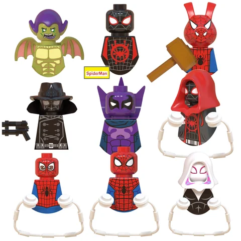 WM6052 Marvel Building Blocks Mini Model Figures Big Goblin Spiderman Iron Man Venom Captain Hawk Deadpool Armor City Gifts Toys