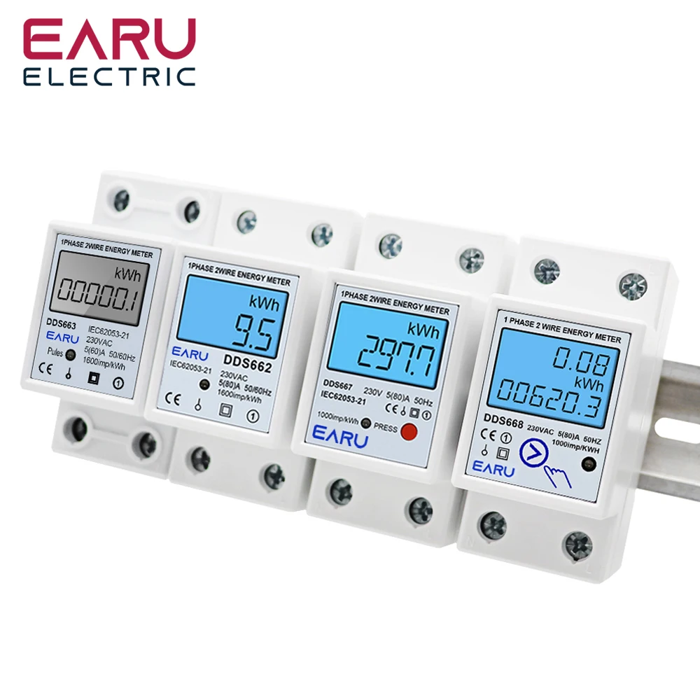 AC230V 50/60Hz 60/80A jednofazowy cyfrowy wyświetlacz LCD watomierz zużycie energii na szynie Din licznik elektryczny kWh podświetlenie