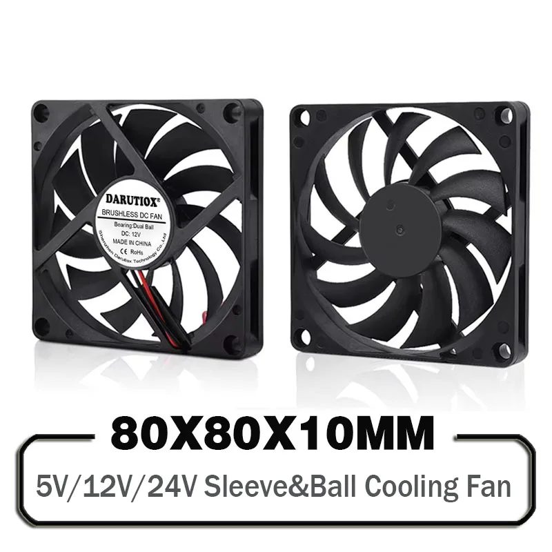 Darutiox 80MM Fan 5V USB Fan 80x80x10mm 8cm DC 5V 12V 24V 8010 Fan Brushless Cooling Cooler PC Fan Computer Case Fan Cooler