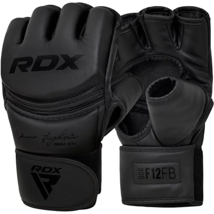 

MMA Gloves Grappling Sparring, Maya Hide Leather, Boxing Gloves Men Women Muay Thai Martial Arts Training, Half Finger Adjustab