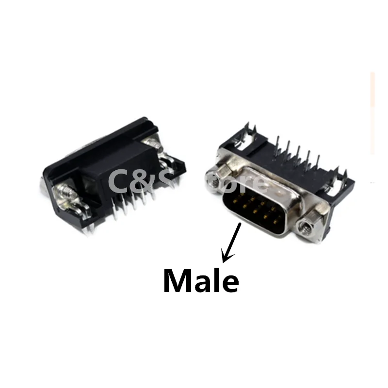 5pcs DB9 Female Male PCB Mount D-Sub 9 pin PCB Connector RS232 Connector 90-degree bent curved legs welded plate DR9