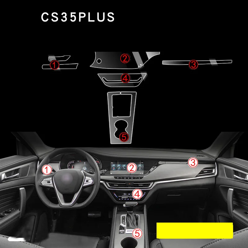 

Tpu Transparent Film for Changan CS35 PLUS Car Interior Protection Stickers Center Control Gear Door Windows Dashboards Panel